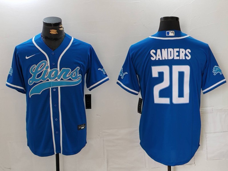 Men's Detroit Lions Barry Sanders #20 Blue Jersey
